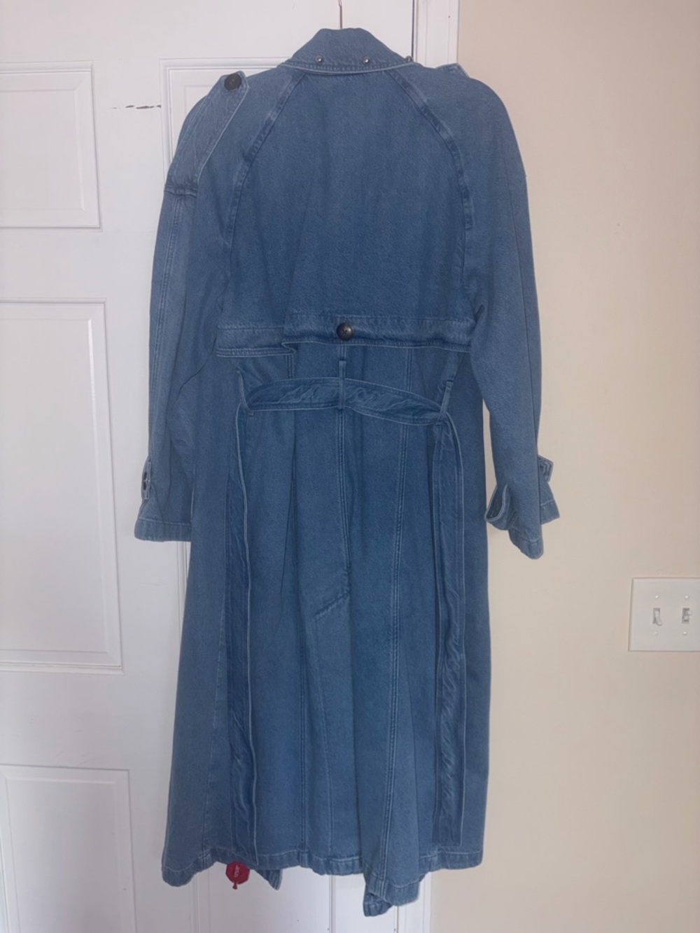 Freda Salvador Long Denim Trench NWT S Oversized Statement Coat - Picture 2 of 8